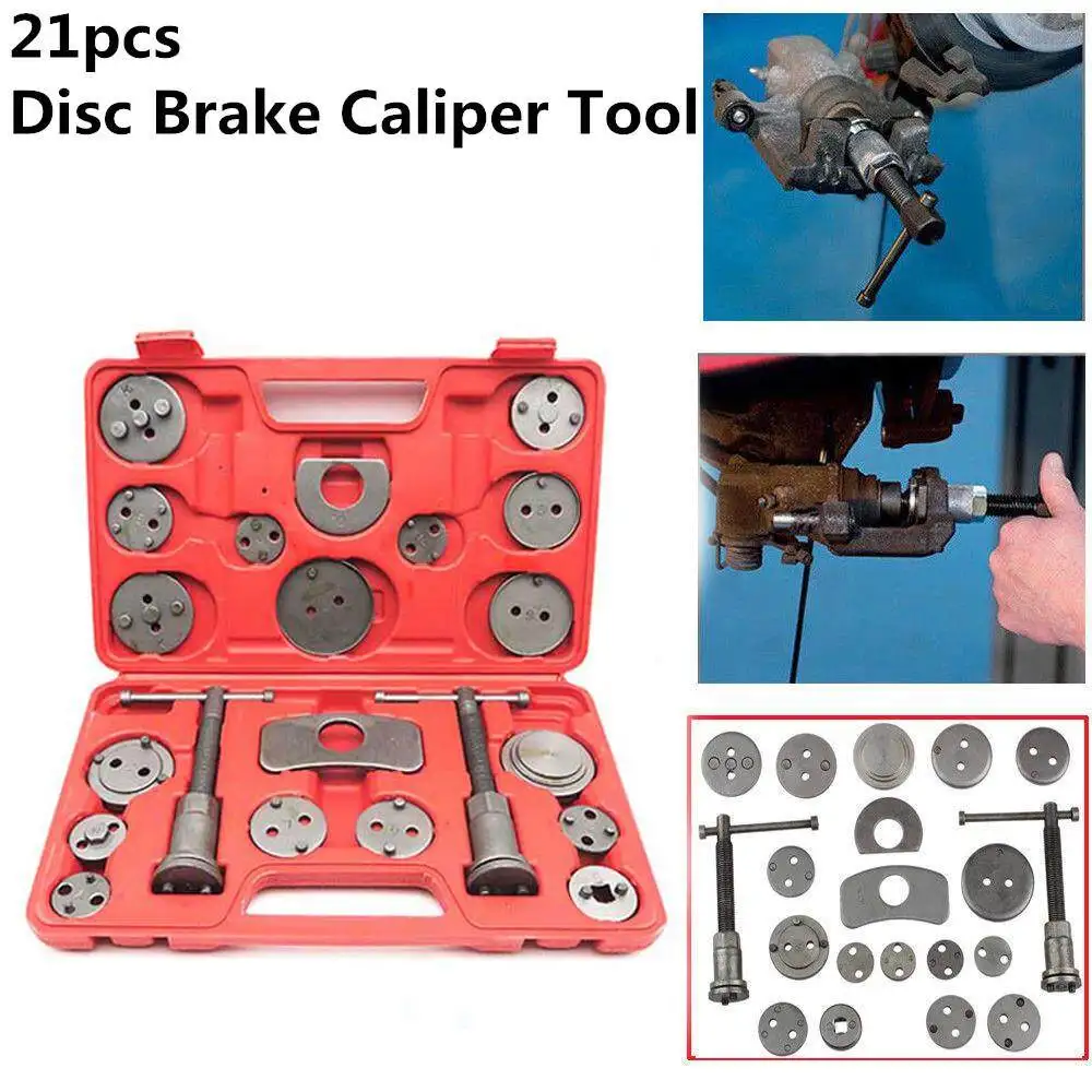 

21pcs Car Disc Brake Caliper Car Wind Back Pad Piston Compressor Automobile Garage Repair Tool Kit Set with Case