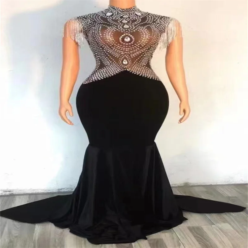 Q567 Jumpsuit Black Trailing Dress Drilling Chain Full Diamonds Tassels See-Through Sleeveless Music Festival Violin Playing
Q567 Jumpsuit Black Trailing Dress Drilling Chain Full Diamonds Tassels See-Through Sleeveless Music Festival Violin Playing