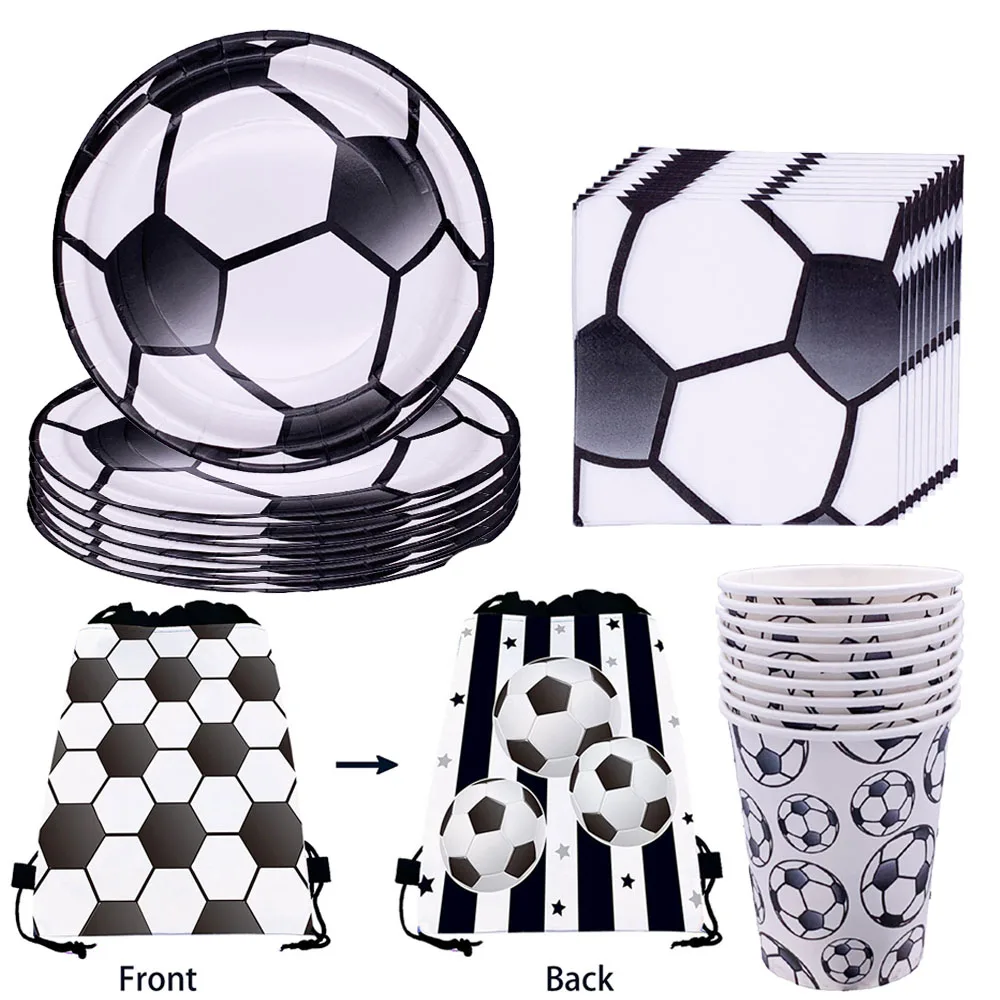

Футбольные искусственные тарелки, Футбольная тематика, для дня рождения, женские принадлежности, одноразовые салфетки, чашки, футбольные сумки, украшения на день рождения для детей