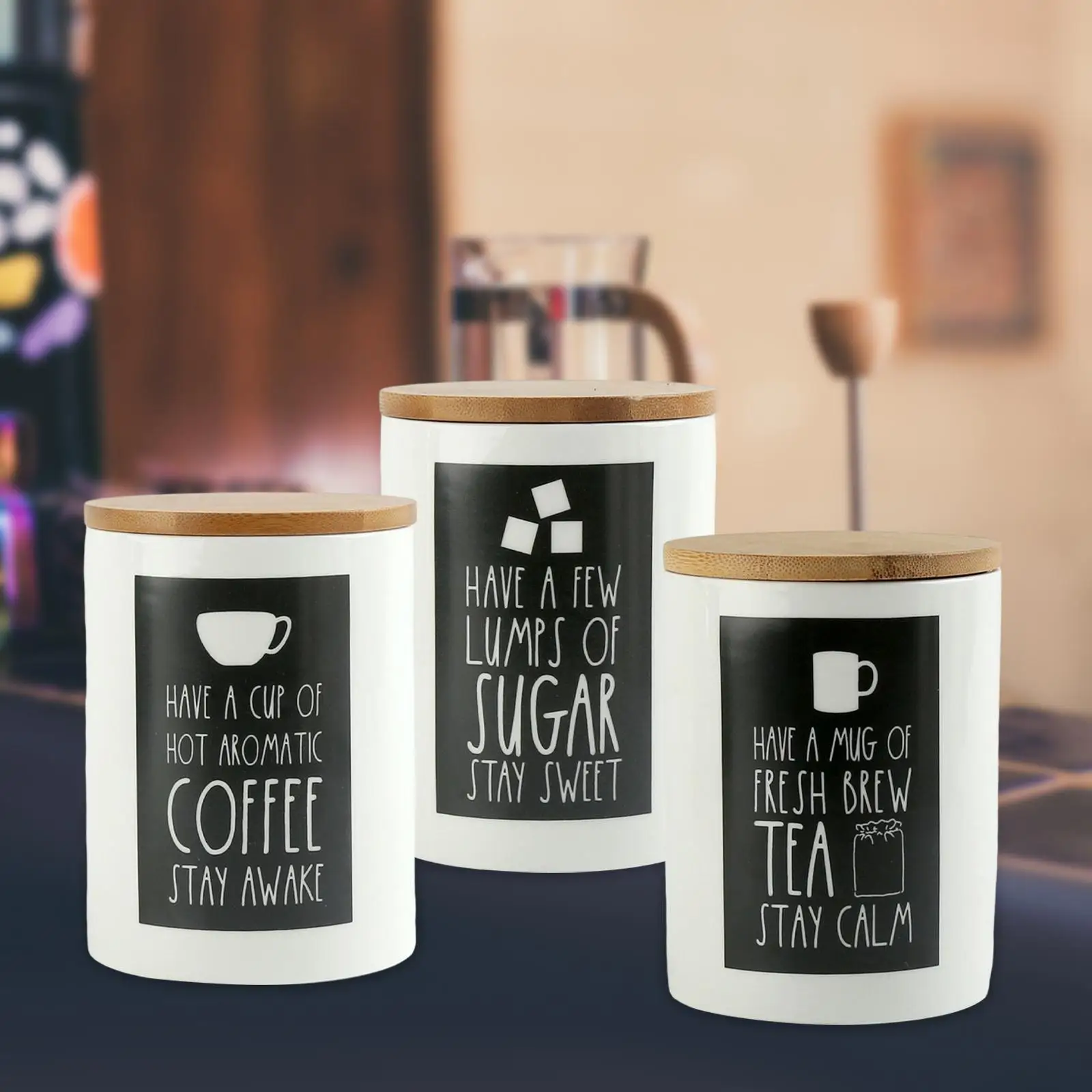 3x with Lid Multifunctional Kitchen Ceramic Canister Sets Airtight Food Storage Container for Tea Coffee Bean Flour Nuts Sugar
3x with Lid Multifunctional Kitchen Ceramic Canister Sets Airtight Food Storage Container for Tea Coffee Bean Flour Nuts Sugar