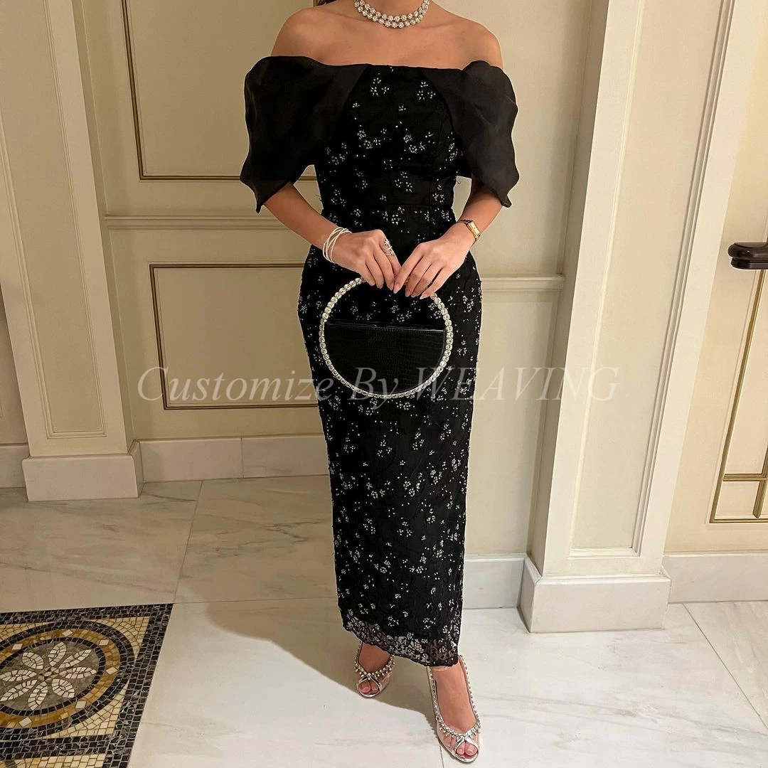 Vintage Sheath Black Long Prom Dresses Boat Neck Beadings Ankle Length Saudi Arabic Women Evening Gowns Formal Party Dress
Vintage Sheath Black Long Prom Dresses Boat Neck Beadings Ankle Length Saudi Arabic Women Evening Gowns Formal Party Dress