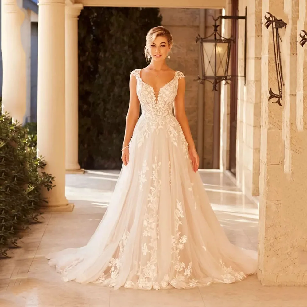 Msikoods Ivory Lace Boho Wedding Dresses 2023 A Line V Neck Backless Princess Luxury Bride Dress Wedding Gowns 2023
Msikoods Ivory Lace Boho Wedding Dresses 2023 A Line V Neck Backless Princess Luxury Bride Dress Wedding Gowns 2023