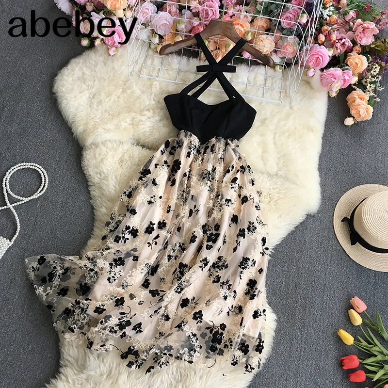 2022 New Spring Autumn Korean sleeveless off shoulder Dress embroidery flower mesh patchwork high waist mid-length strap Dress
2022 New Spring Autumn Korean sleeveless off shoulder Dress embroidery flower mesh patchwork high waist mid-length strap Dress