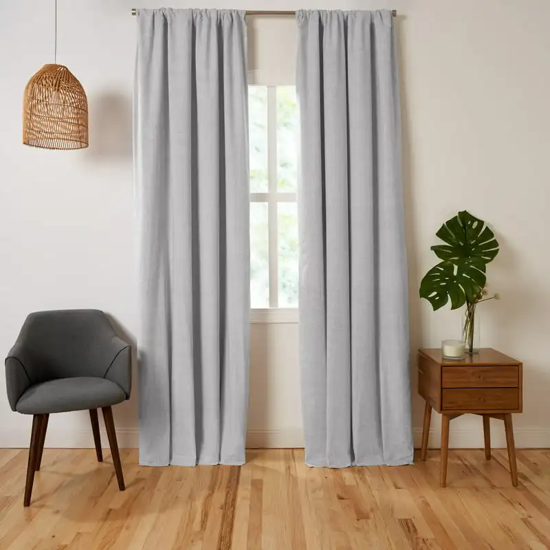

Lined Cross- Organic Cotton Room Darkening Rod Pocket Window Curtain Pair Light Gray 95 Luxury curtains for living room Macrame