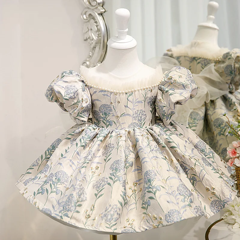 

Детское бальное платье принцессы испанской Лолиты, украшенное бисером, модель на день рождения, одежда для крещения, пасхальные платья для девочек