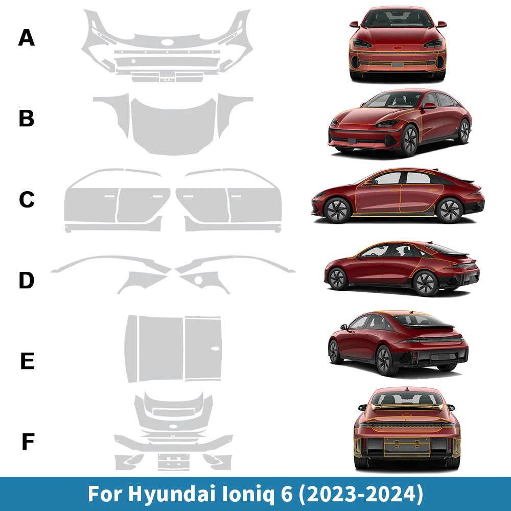 Наклейка для кузова автомобиля Защитная пленка краски Hyundai Ioniq 6 2023 2024 прозрачная
