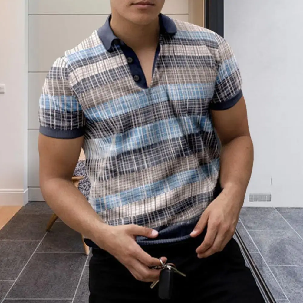 2022 Men Shirt Casual Short Sleeves Contrast Color Stripe Print Turn-down Collar Men's Clothing Summer Tops Daily Clothes
2022 Men Shirt Casual Short Sleeves Contrast Color Stripe Print Turn-down Collar Men's Clothing Summer Tops Daily Clothes