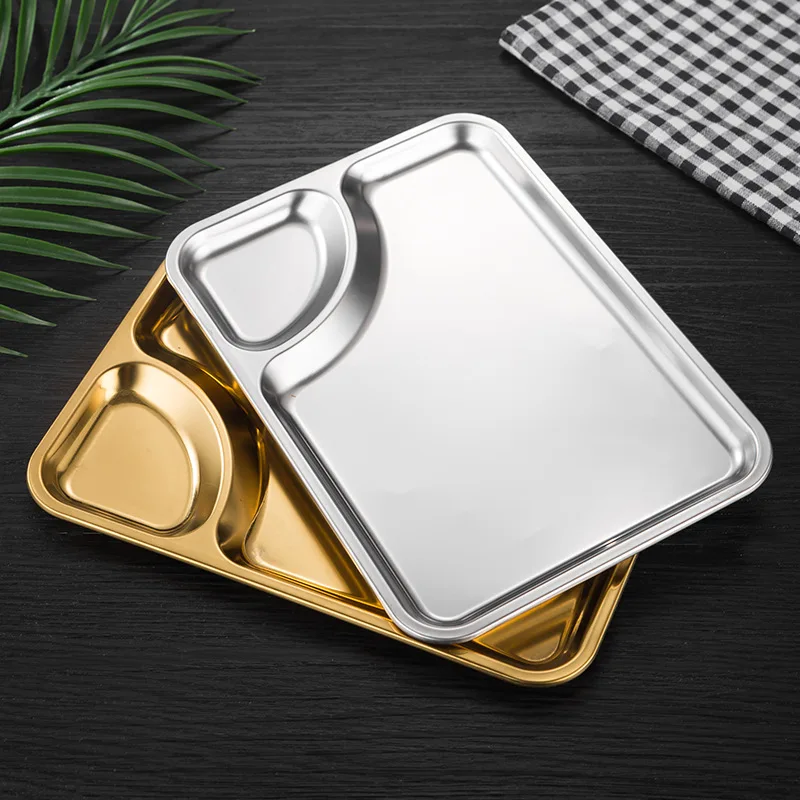 Stainless Steel Rectangular Dish Plates Snack Golden Tray Dumpling Plate with Small Sauce Grid Bowl
Stainless Steel Rectangular Dish Plates Snack Golden Tray Dumpling Plate with Small Sauce Grid Bowl