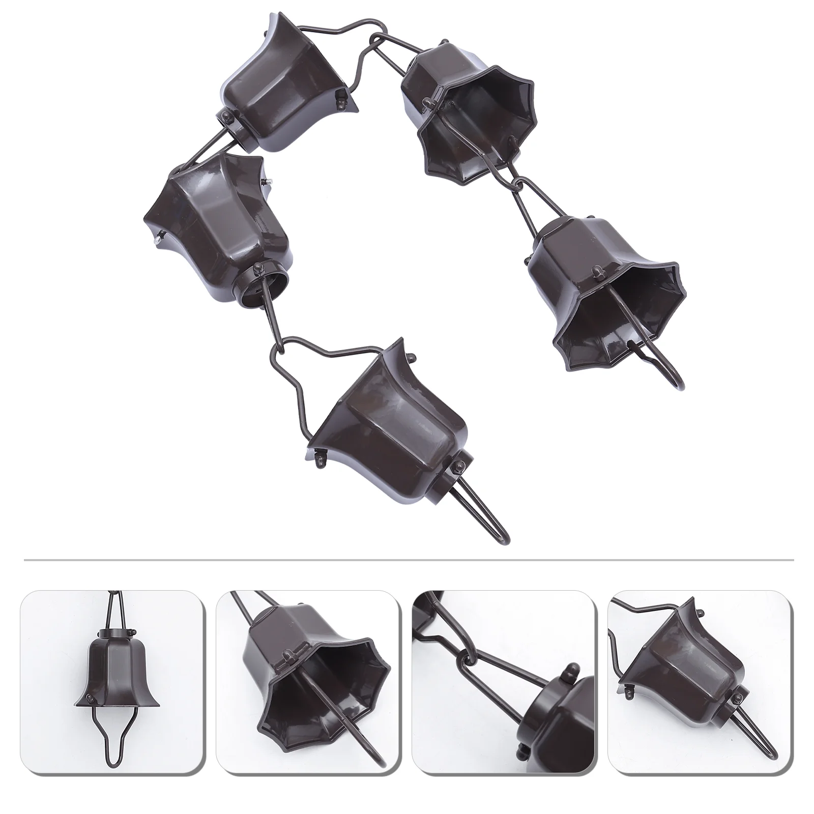 

1pc 1m Japanese Style Rain Chain Bell Lotus Cups Chain for Downspout (Coffee)
