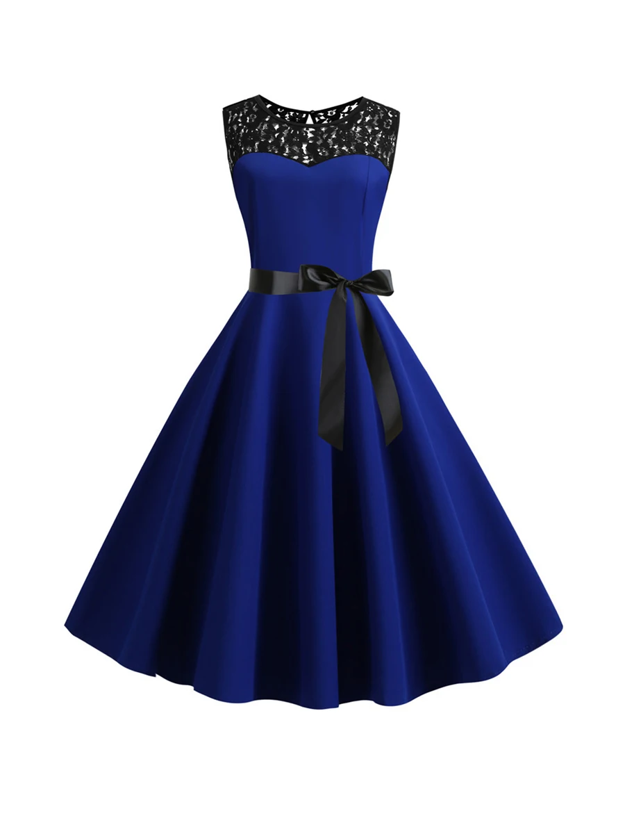 Winkinlin Women 50s Lace Patchwork Prom Dress Summer Round Neck Sleeveless A-Line Dinner Party Swing Dress
Winkinlin Women 50s Lace Patchwork Prom Dress Summer Round Neck Sleeveless A-Line Dinner Party Swing Dress