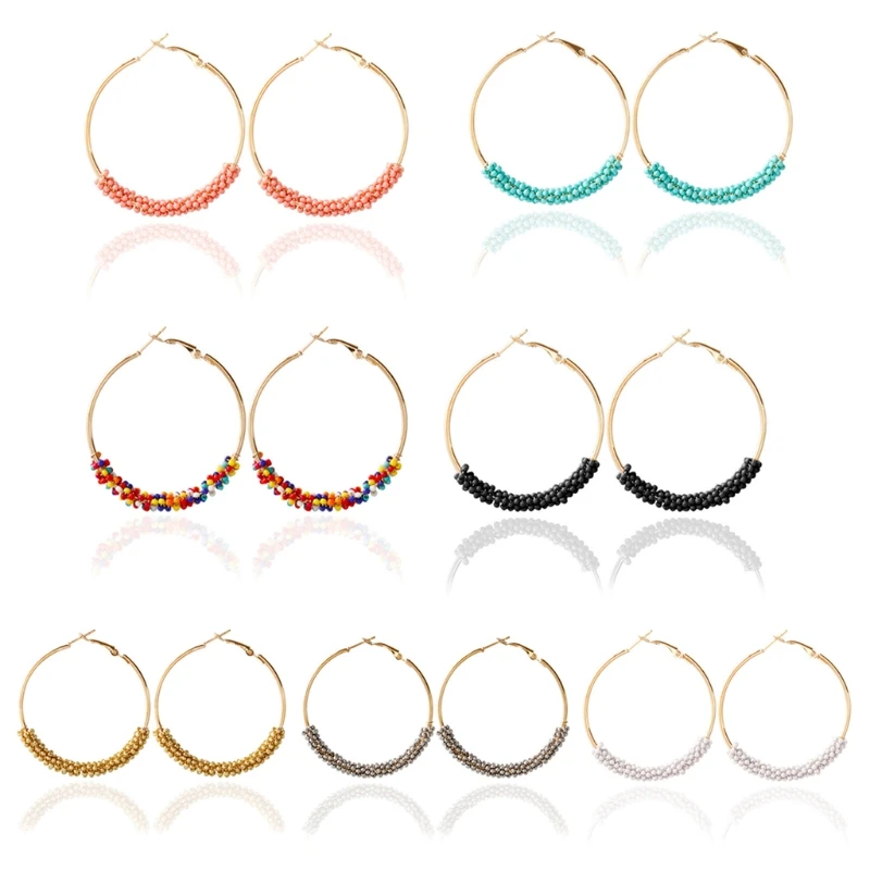 Boho Mini Beads Earring Large Hoop Earrings Fashion Jewelry for Women Girls 264E
Boho Mini Beads Earring Large Hoop Earrings Fashion Jewelry for Women Girls 264E