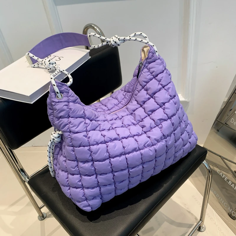 2023 Purple Khaki Cloth Shoulder Bag Space Cotton Handbag Women Large Capacity Tote Bags Feather Padded Lady Quilted Shopper Bag
2023 Purple Khaki Cloth Shoulder Bag Space Cotton Handbag Women Large Capacity Tote Bags Feather Padded Lady Quilted Shopper Bag