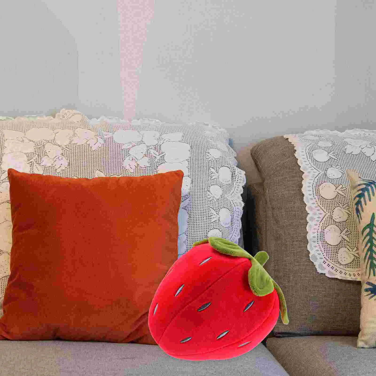 

Набивные плюшевые подушки в виде клубники, Плюшевые Декоративные подушки в виде фруктов, искусственная клубника, украшение для дома и автомобиля (красный, 21 см)