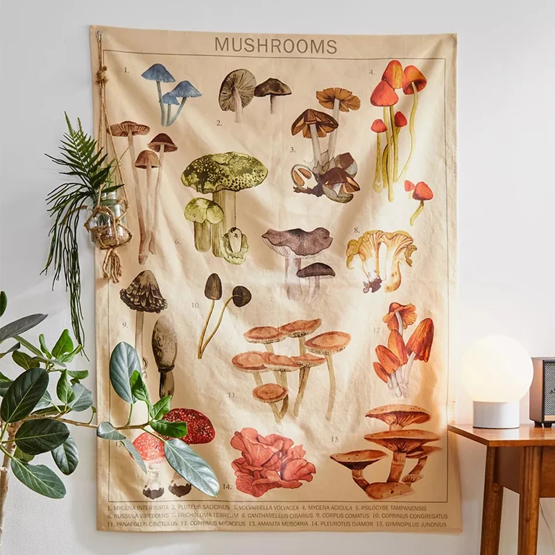 Mushroom Tapestry Vintage Illustration Reference Chart Tapestry Fungus Tapestry Colored Bedroom Living Room Dorm Art Decor
Mushroom Tapestry Vintage Illustration Reference Chart Tapestry Fungus Tapestry Colored Bedroom Living Room Dorm Art Decor