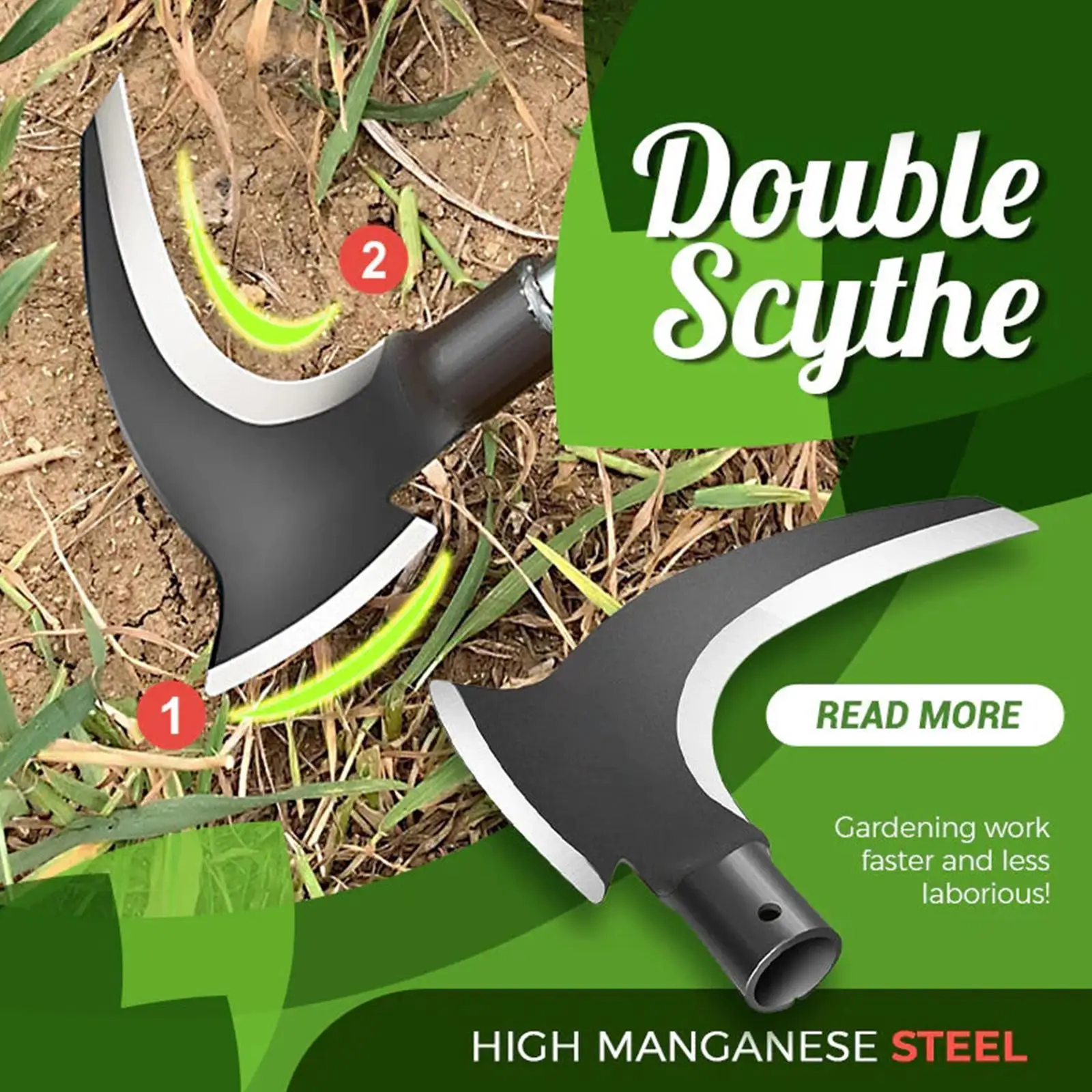 Hot High Manganese Steel Double Sickle Chopping Scythe Axe Wood Chopping Trees Cutting Grass Machete Weeding Agricultural Tools
Hot High Manganese Steel Double Sickle Chopping Scythe Axe Wood Chopping Trees Cutting Grass Machete Weeding Agricultural Tools