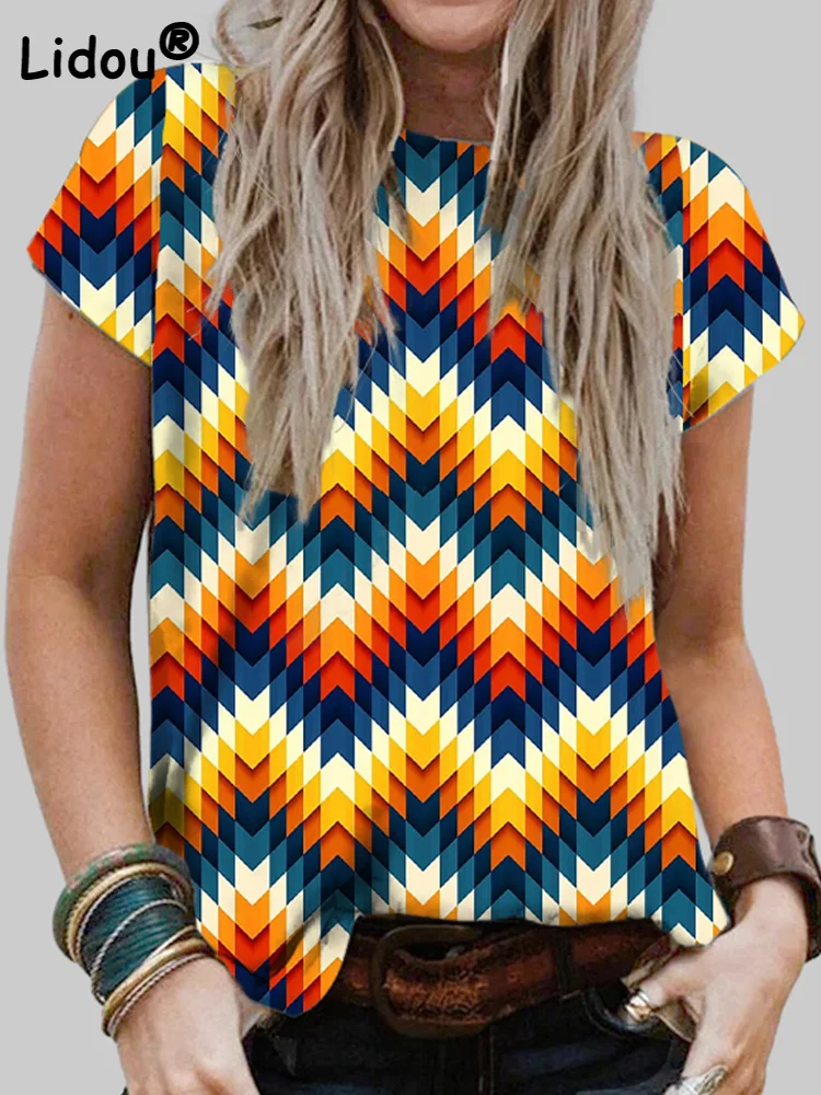 2022 Summer Loose Short Sleeve Round Neck Striped Printed T Shirt Female Vintage Casual Top Oversized All-match Women's T-shirts
2022 Summer Loose Short Sleeve Round Neck Striped Printed T Shirt Female Vintage Casual Top Oversized All-match Women's T-shirts