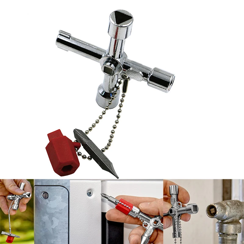 4 In 1 Cross Key Wrench Inner Triangular Multi Tool 4 Corner Key Wrench Socket with Shawl for Elevator Electrical Cupboard Box
4 In 1 Cross Key Wrench Inner Triangular Multi Tool 4 Corner Key Wrench Socket with Shawl for Elevator Electrical Cupboard Box