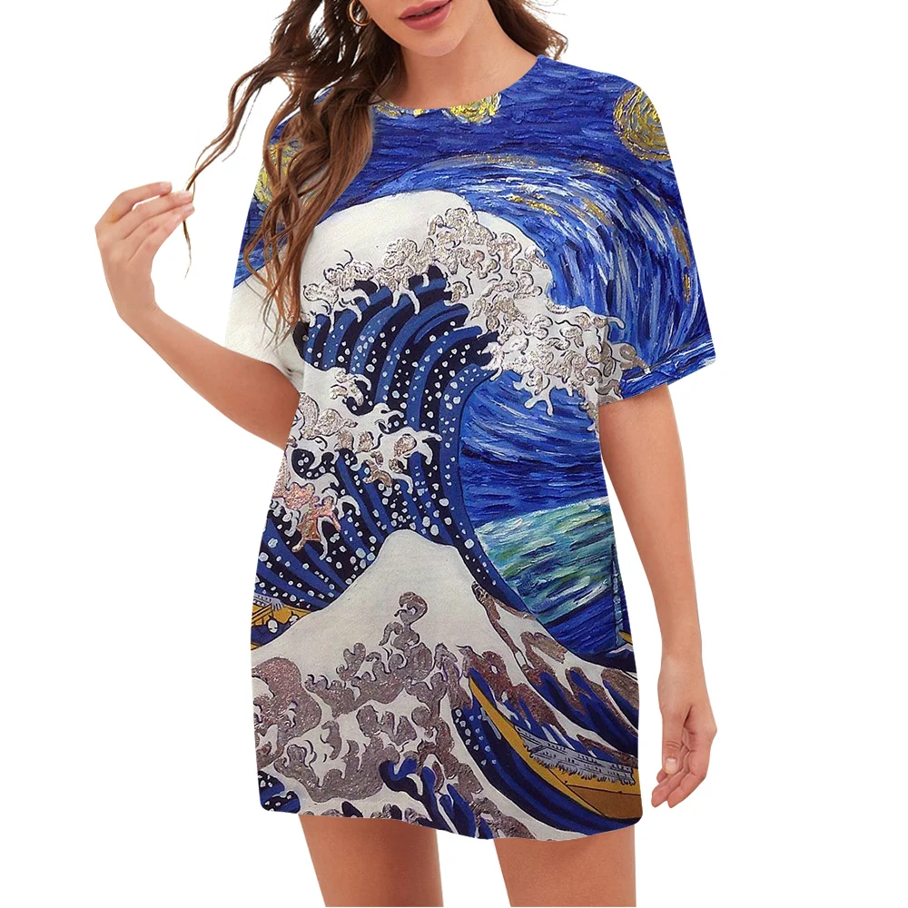 Футболка CLOOCL с художественной росписью, футболка Kanagawa с принтом серфинга и звездной ночи, Свободная Повседневная рубашка с коротким рукаво... 
Футболка CLOOCL с художественной росписью, футболка Kanagawa с принтом серфинга и звездной ночи, Свободная Повседневная рубашка с коротким рукаво...