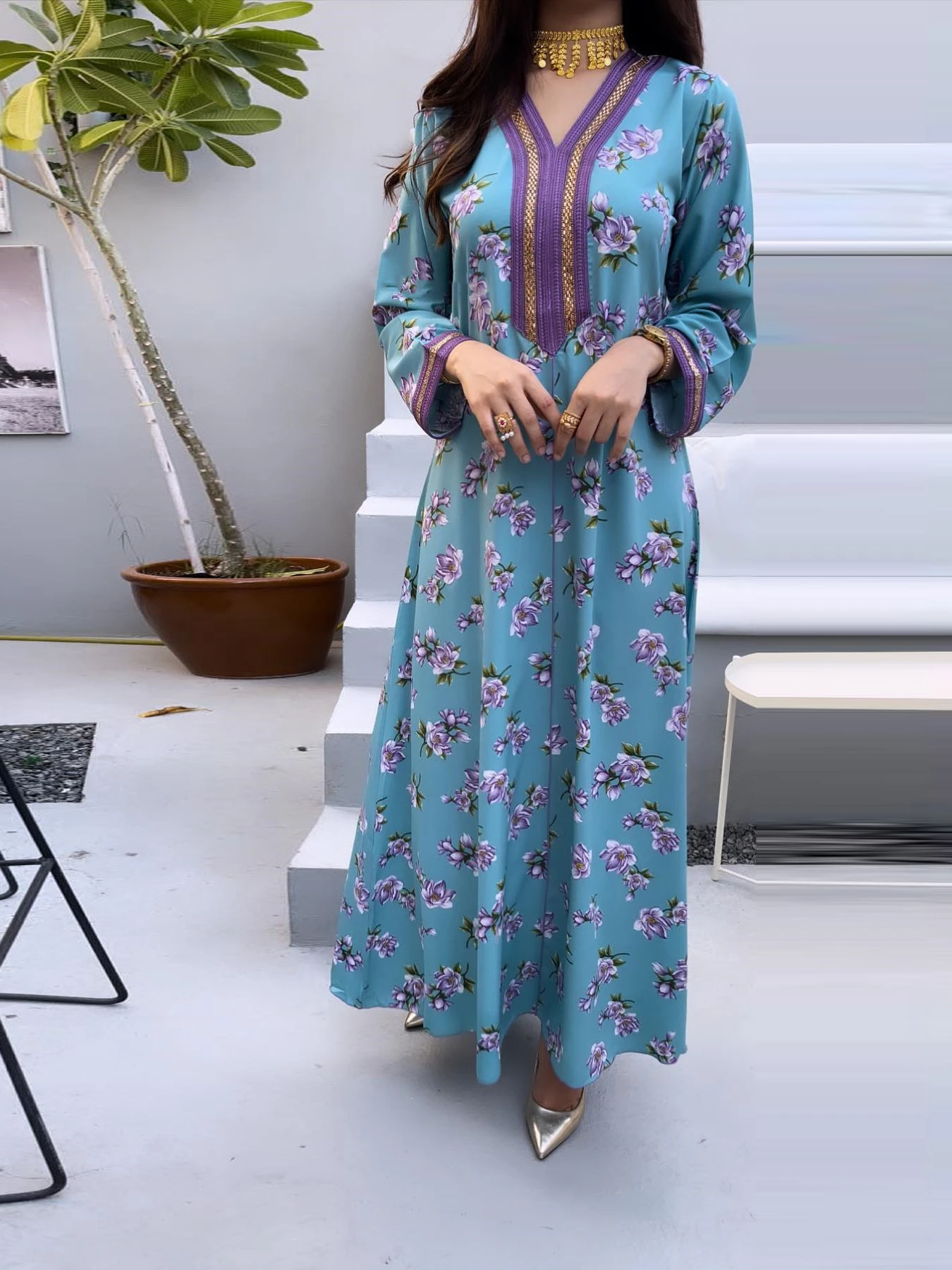 

Рамадан Eid принт в мусульманском стиле женское длинное платье со стразами скромная мусульманская абайя марокканский кафтан Турция Скромные Вечерние платья 2022 Vestidos