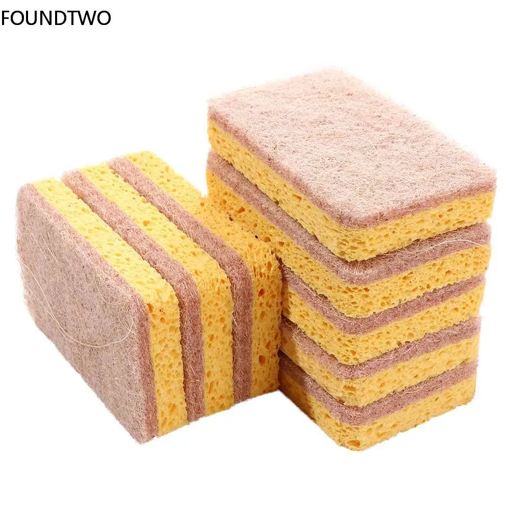 

Natural Plant Based Scrub Sponge Pad Palm Fiber Dishwashing Kitchen Scrubber Non Scratch Compostable 2-Sided Sponges