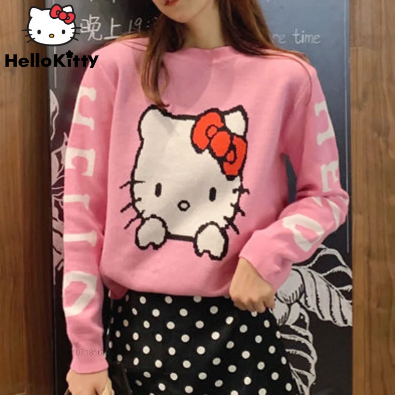 Sanrio Hello Kitty Long Sleeve Knitwear Women Sweaters Vintage New Loose Korean Cartoon Student Fashion Pullover Tops Clothes
Sanrio Hello Kitty Long Sleeve Knitwear Women Sweaters Vintage New Loose Korean Cartoon Student Fashion Pullover Tops Clothes