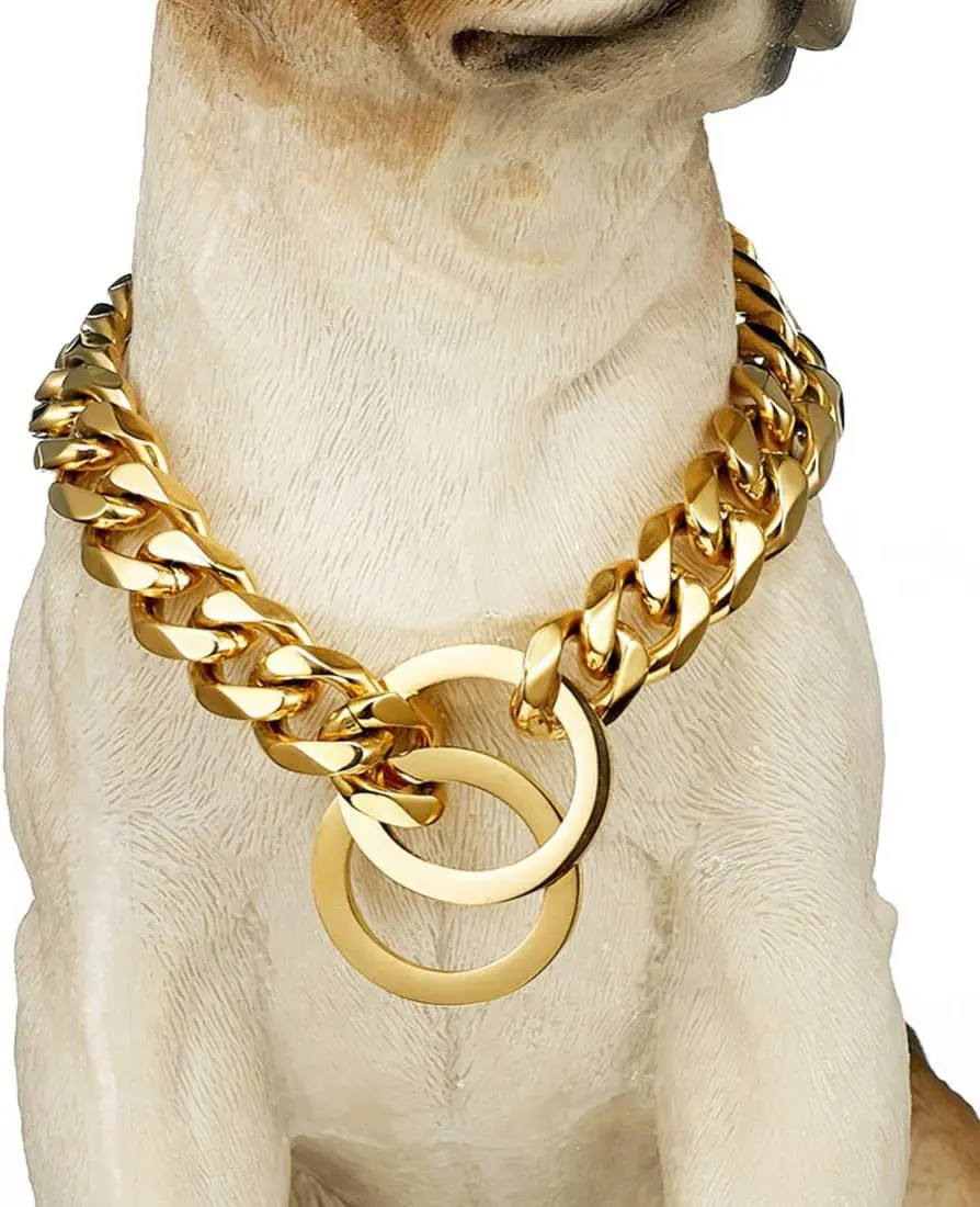 Cross-border hot selling spot goods15mmGold stainless steel dog leashPChain dog collar titanium steel hip hop pet necklace
Cross-border hot selling spot goods15mmGold stainless steel dog leashPChain dog collar titanium steel hip hop pet necklace