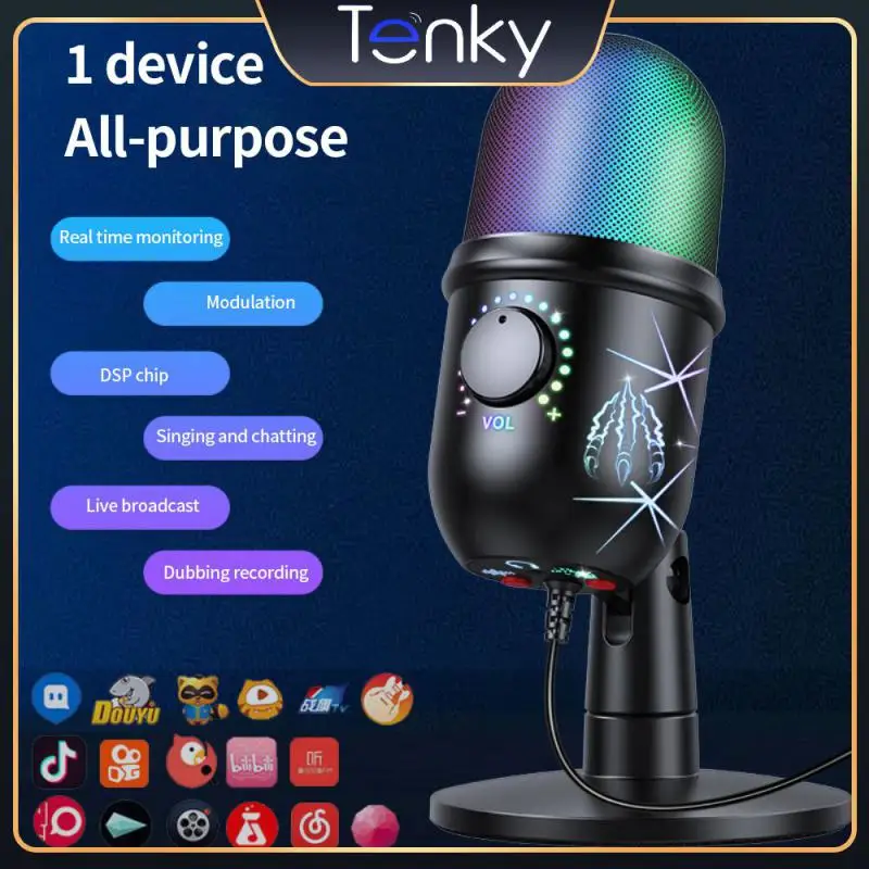 Noise Reduction Recordable Luminescent Rgb Microphone Denoise Give Out Light Condenser Microphone Usb Microphone
Noise Reduction Recordable Luminescent Rgb Microphone Denoise Give Out Light Condenser Microphone Usb Microphone