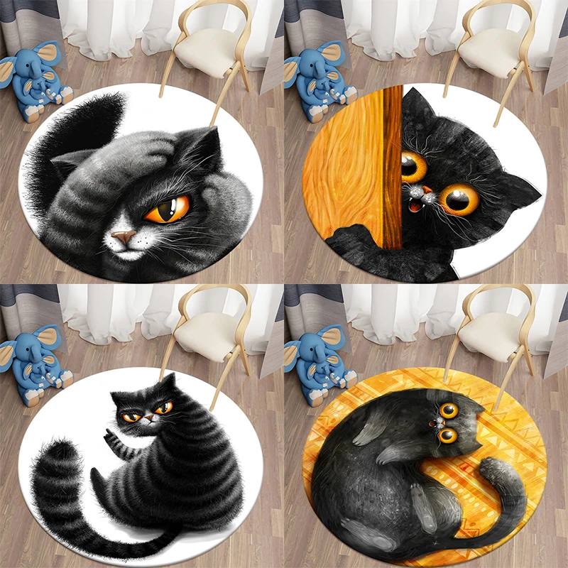 Круглый ковер с изображением черной кошки Kawaii, детский коврик для гостиной, напольный коврик, коврик для йоги, нескользящий коврик для спальни и стула, домашний декор
Круглый ковер с изображением черной кошки Kawaii, детский коврик для гостиной, напольный коврик, коврик для йоги, нескользящий коврик для спальни и стула, домашний декор