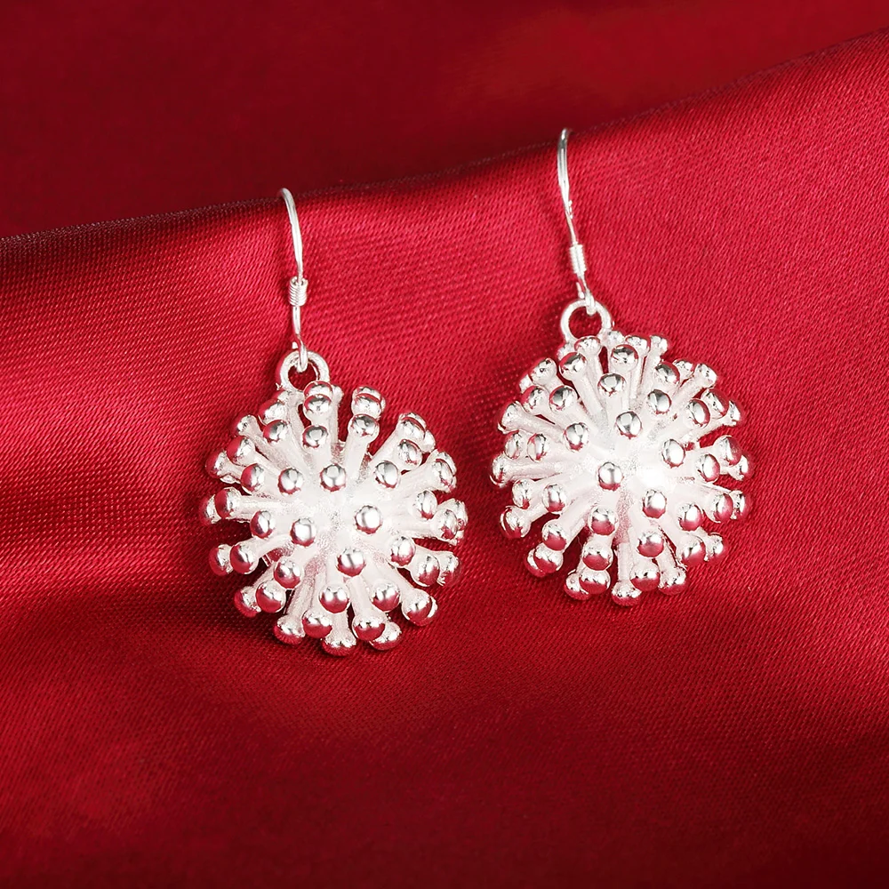 

Street fashion Jewelry 925 Sterling Silver Earrings temperament Women Beautiful fireworks earrings Christmas Gifts