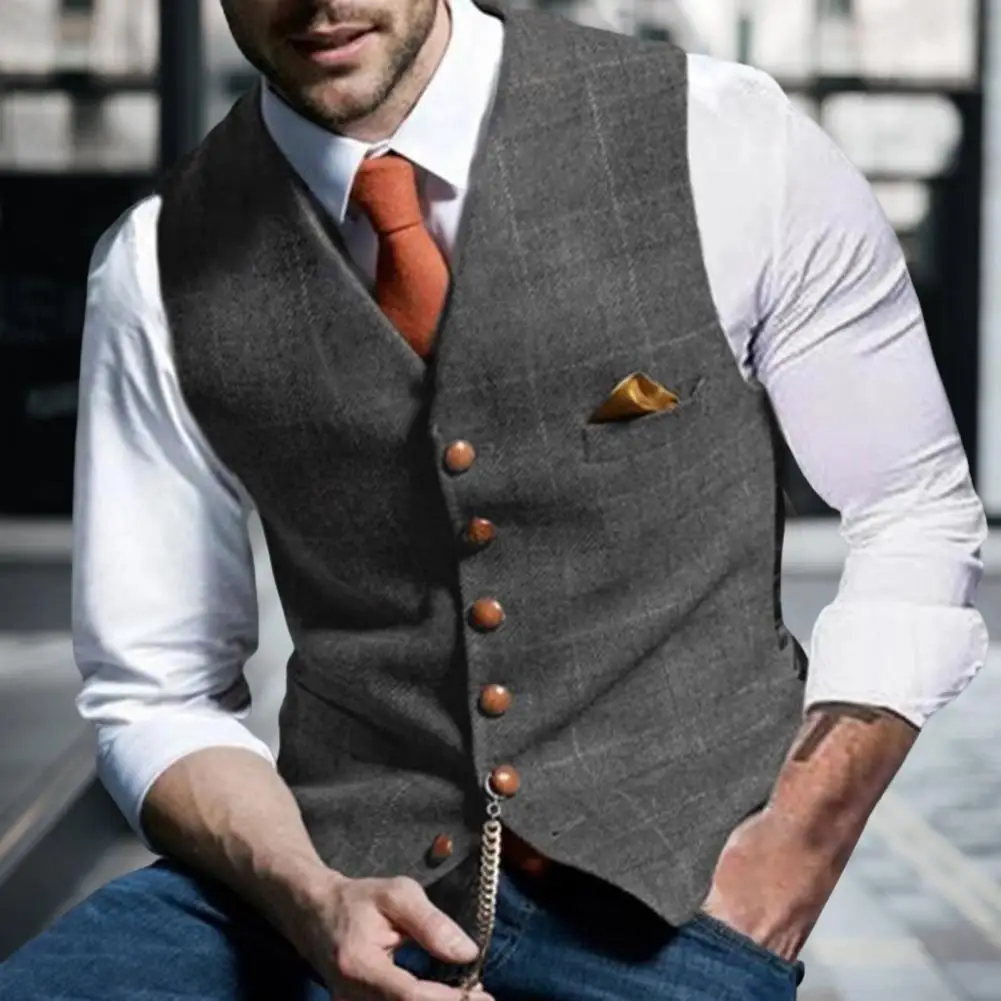 Autumn Winter Stylish Checkered Single Breasted Waistcoat Breathable Men Waistcoat Buttons Streetwear
Autumn Winter Stylish Checkered Single Breasted Waistcoat Breathable Men Waistcoat Buttons Streetwear
