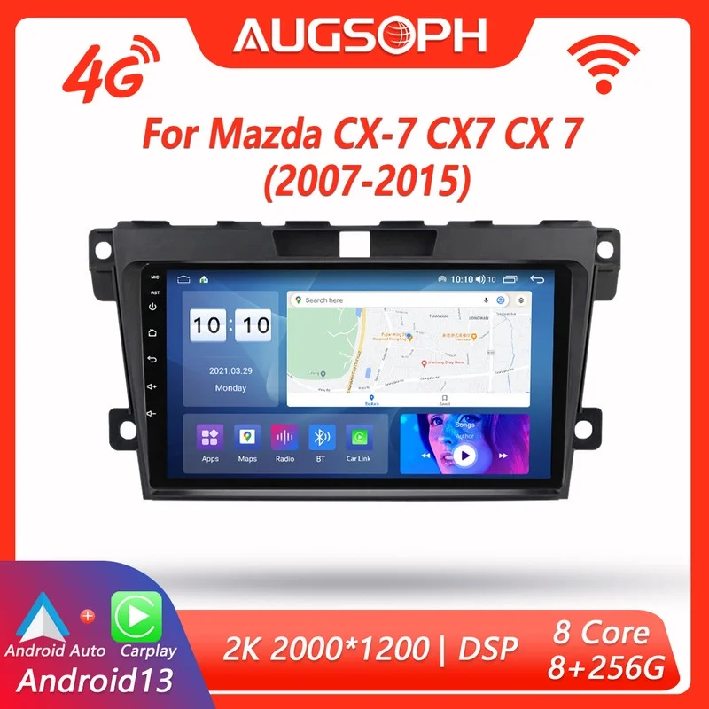 

Автомобильный радиоприемник Android 13 для Mazda CX-7 CX7 CX 7, автомобильный мультимедийный плеер 2007-2015,9 дюйма 2K с 4G Car Carplay и 2Din GPS