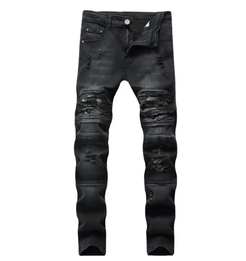 Mens Black Camouflage Patches Jeans Skinny Ripped Motorcycle Biker Jeans For Men High stretch Size 28-42
Mens Black Camouflage Patches Jeans Skinny Ripped Motorcycle Biker Jeans For Men High stretch Size 28-42
