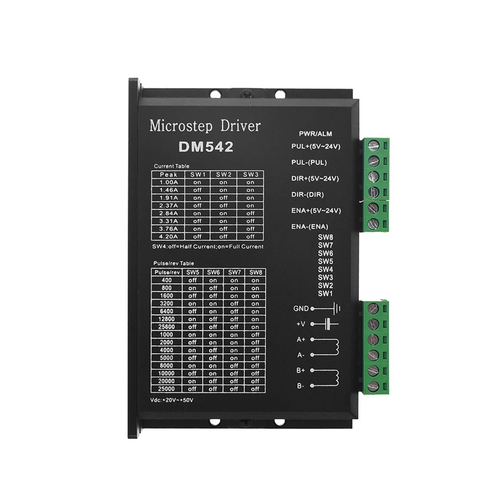 Для Leadshine DM542 TB6600 DM556 1-4.2A 20-50V DC CNC мини-контроллер шагового двигателя
Для Leadshine DM542 TB6600 DM556 1-4.2A 20-50V DC CNC мини-контроллер шагового двигателя