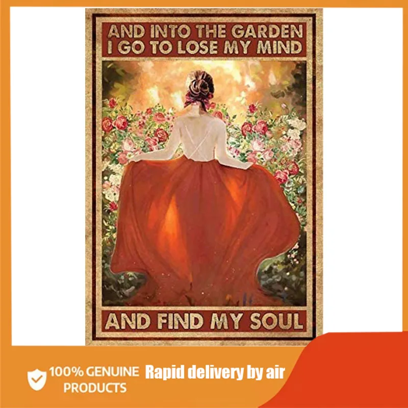 

И в сад я иду, чтобы потерять ум и найти свою душу, металлический плакат, садовый цветочный арт-Декор, сказочные садовые растения, металличес...