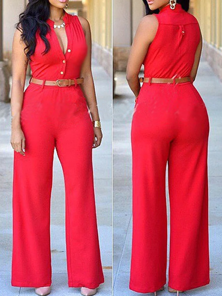 Women Fashion Wide Leg Trousers With Belt Playsuit Overalls ffice Sexy V-neck Shirt Jumpsuit Casual Sleeveless One Piece Romper
Women Fashion Wide Leg Trousers With Belt Playsuit Overalls ffice Sexy V-neck Shirt Jumpsuit Casual Sleeveless One Piece Romper