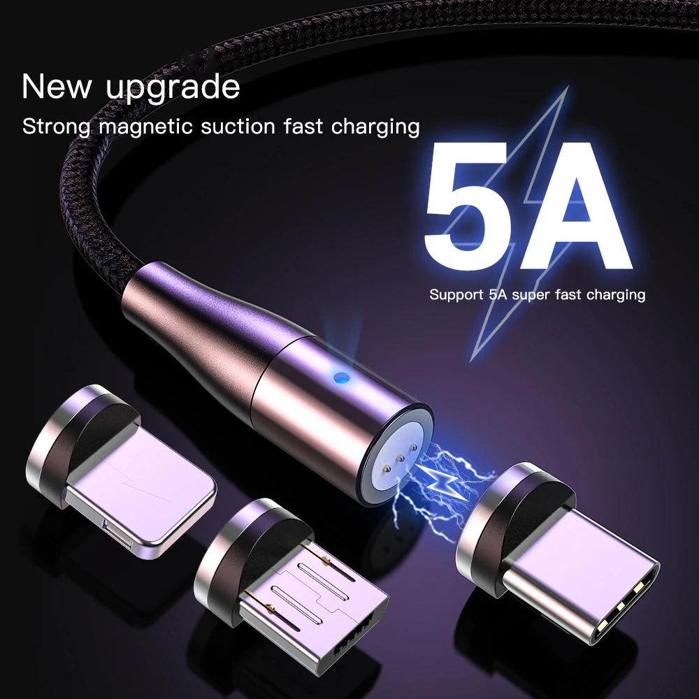 360 Degree Rotation 3A Fast Charging LED Magnetic Micro USB Type C Cable For Android IPhone XS Max 11 12 Smartphone Cables
360 Degree Rotation 3A Fast Charging LED Magnetic Micro USB Type C Cable For Android IPhone XS Max 11 12 Smartphone Cables