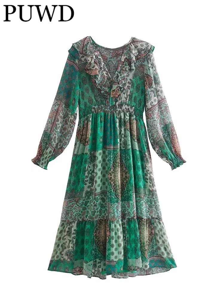 PUWD Women V Neck Waist Long Sleeve Dress 2022 Spring Fashion Ladies Chinese Style Vintage Dress Female Patchwork Print Dress
PUWD Women V Neck Waist Long Sleeve Dress 2022 Spring Fashion Ladies Chinese Style Vintage Dress Female Patchwork Print Dress