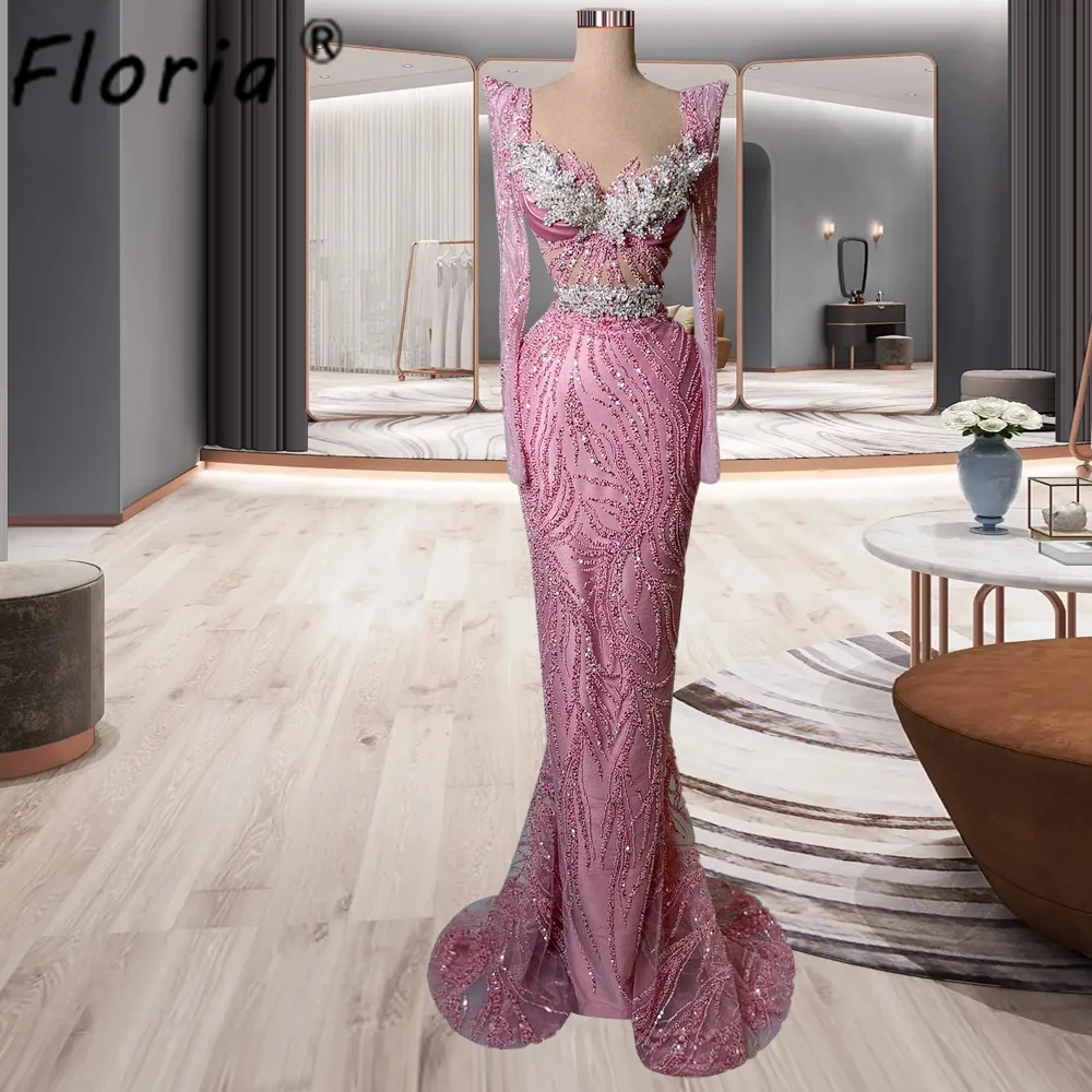 Pink Long Sleeves Luxury Lace Beaded Evening Dress Couture 3D Appliques Mermaid Formal Occasion Gowns Vestidos de fiesta Custom
Pink Long Sleeves Luxury Lace Beaded Evening Dress Couture 3D Appliques Mermaid Formal Occasion Gowns Vestidos de fiesta Custom