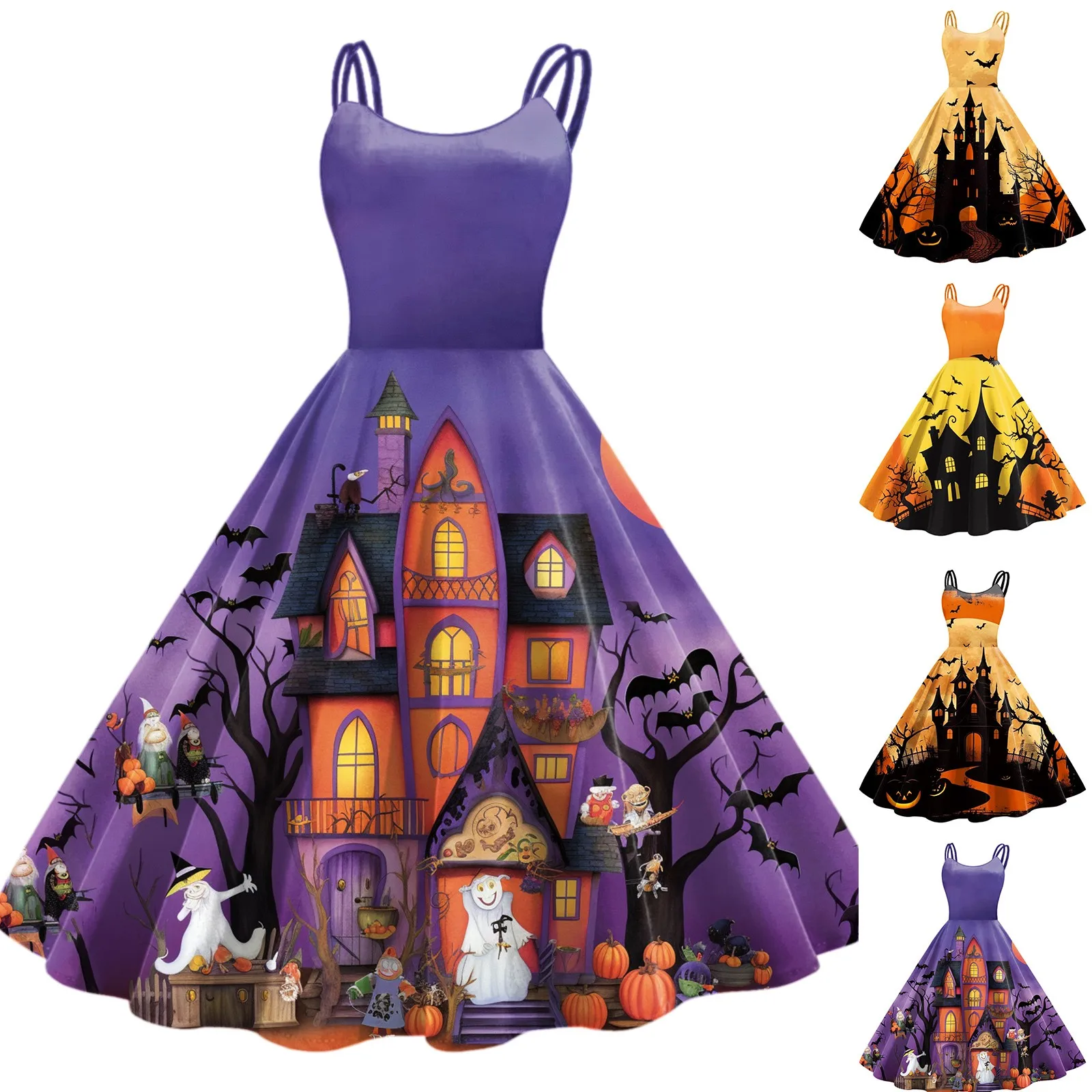 Women Halloween Print Sleeveless 1950s Housewife Evening Party Prom Dress Fashion Dress Women
Women Halloween Print Sleeveless 1950s Housewife Evening Party Prom Dress Fashion Dress Women