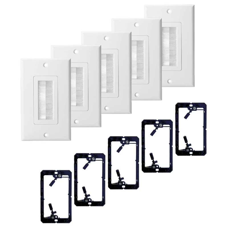 5 Pack Single Brush Wall Plate with Low Voltage Mounting Bracket,Cable Pass Through Insert for Wires Wall Socket HDTV
5 Pack Single Brush Wall Plate with Low Voltage Mounting Bracket,Cable Pass Through Insert for Wires Wall Socket HDTV