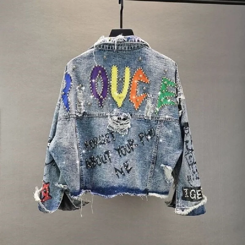 2022 New Women's Denim Jacket Coat Spring Jean Jackets Women Coats Female Denim Jacket Graffiti Rivet Jacket Girl Outerwear Blue
2022 New Women's Denim Jacket Coat Spring Jean Jackets Women Coats Female Denim Jacket Graffiti Rivet Jacket Girl Outerwear Blue