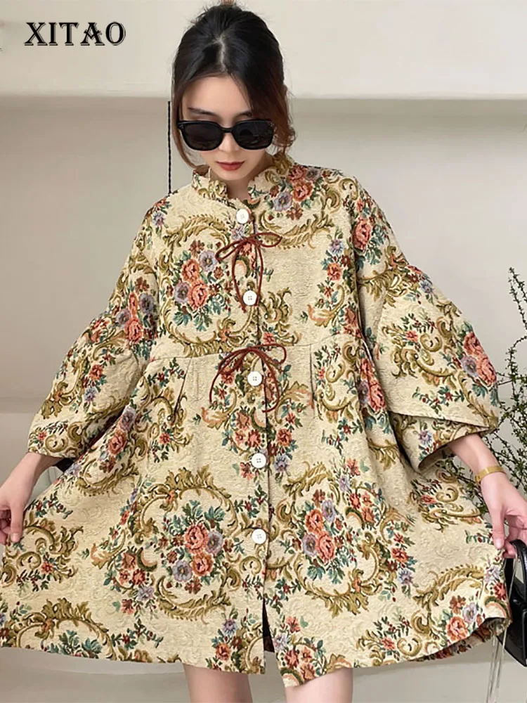 XITAO Vintage Jacquard Dress Fashion Single Breast Drawstring Floral Style Casual Minority Elegant Loose Dress Top WMD4565
XITAO Vintage Jacquard Dress Fashion Single Breast Drawstring Floral Style Casual Minority Elegant Loose Dress Top WMD4565