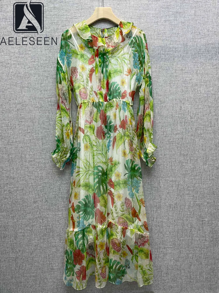 Женское платье из 100% шелка AELESEEN, элегантное подиумное платье с оборками, цветочным принтом, рукавами-фонариками и подкладкой, вечерние
Женское платье из 100% шелка AELESEEN, элегантное подиумное платье с оборками, цветочным принтом, рукавами-фонариками и подкладкой, вечерние