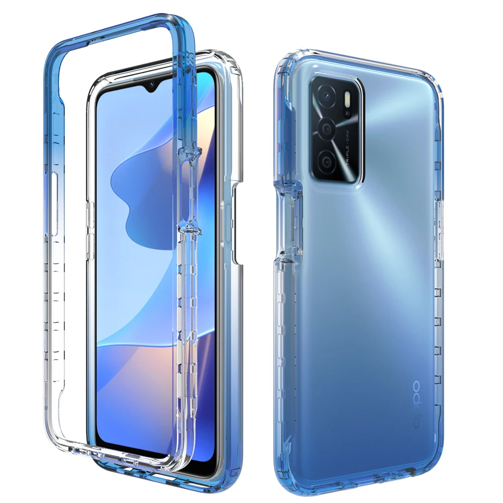 

For OPPO A17 A16 A57 S Crystal Case 360 Protect Shell Gradient Back Funda OPPO A57S A17K A77S 17 A 16 77 57 A77 Shockproof Cover