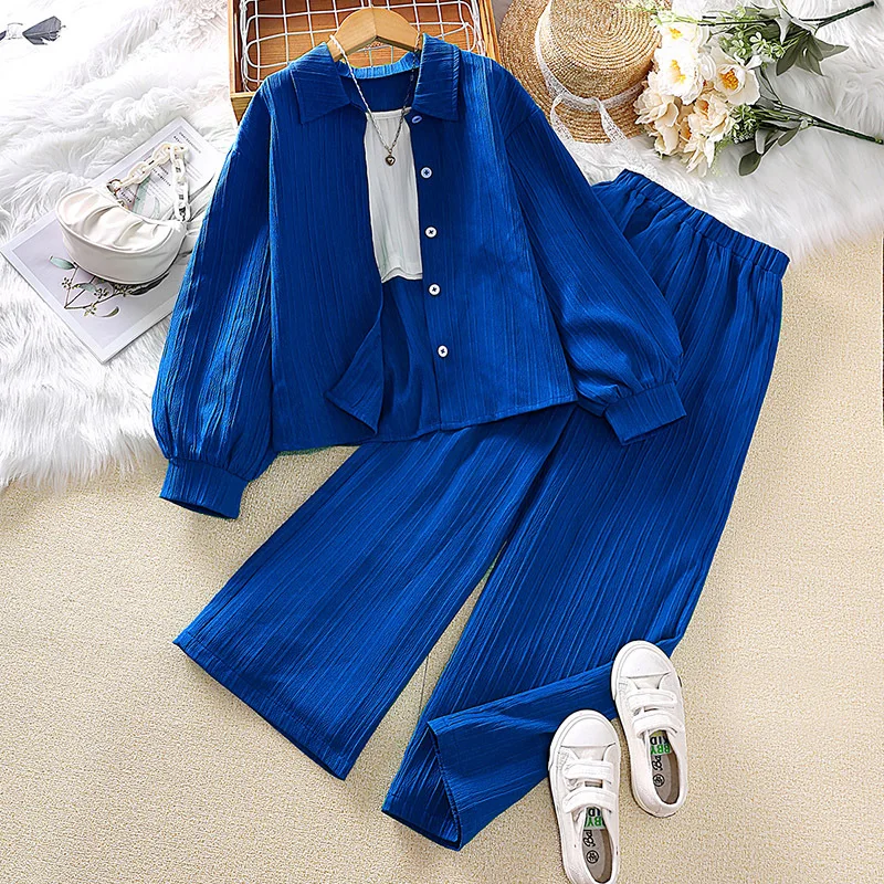 Two Pieces Casual Autumn Baby Girls Clothes Solid Color Single Breasted Tudndow Collar Shirts Loose Wide Leg Pants
Two Pieces Casual Autumn Baby Girls Clothes Solid Color Single Breasted Tudndow Collar Shirts Loose Wide Leg Pants