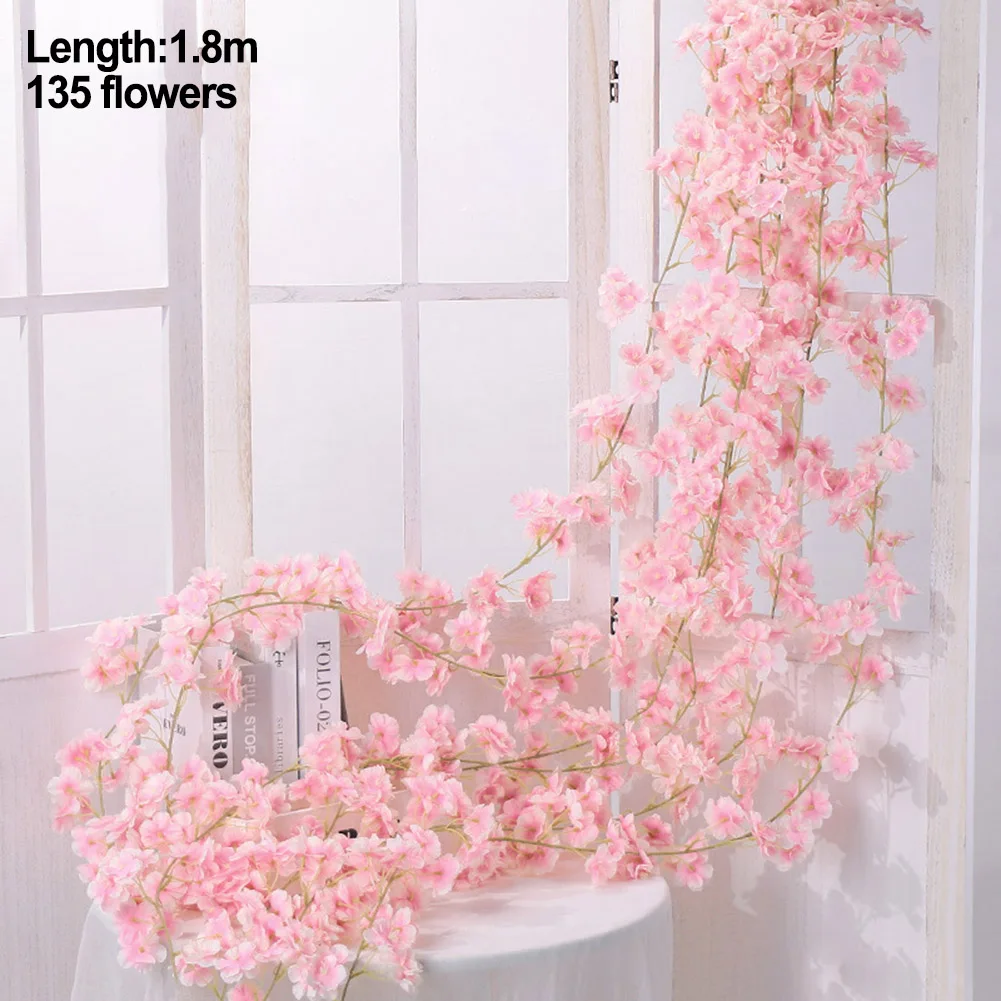 Artificial Silk Cherry Blossom Rose Vine Wall Hanging 135 Heads Flower Decor Rattan Fake Plant Leaf Garland Home Wedding Decor
Artificial Silk Cherry Blossom Rose Vine Wall Hanging 135 Heads Flower Decor Rattan Fake Plant Leaf Garland Home Wedding Decor