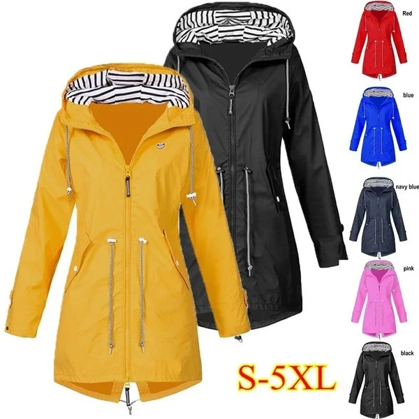 Women's Fashion Hooded Outdoors Windproof Trench Coats Casual Waterproof Drawstring Hiking Rain Jackets Mountaineeri Female 2023 
Women's Fashion Hooded Outdoors Windproof Trench Coats Casual Waterproof Drawstring Hiking Rain Jackets Mountaineeri Female 2023
