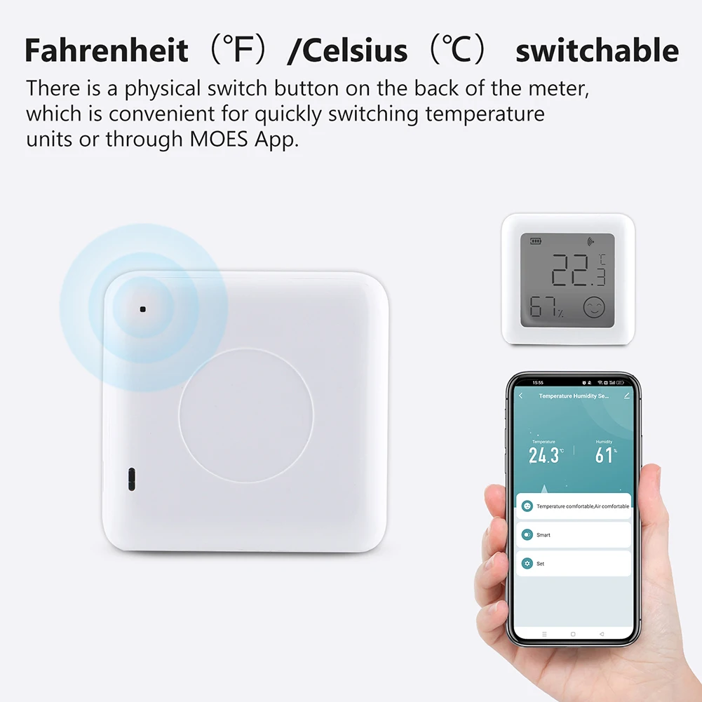 Tuya Temperature Humidity Sensor Mini LCD Digital Display Temperature Sensor Humidity Meter Battery Powered Bluetooth-compatible
Tuya Temperature Humidity Sensor Mini LCD Digital Display Temperature Sensor Humidity Meter Battery Powered Bluetooth-compatible