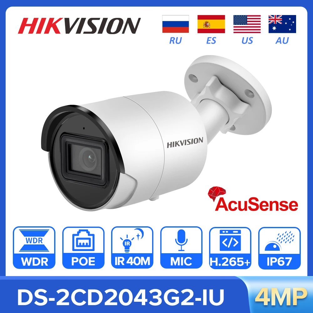 Hikvision IP Camera 4MP AcuSense Bullet Network Camera DS-2CD2043G2-IU IR Night Cam Built in MIC Outdoor PoE Surveillance Camera
Hikvision IP Camera 4MP AcuSense Bullet Network Camera DS-2CD2043G2-IU IR Night Cam Built in MIC Outdoor PoE Surveillance Camera