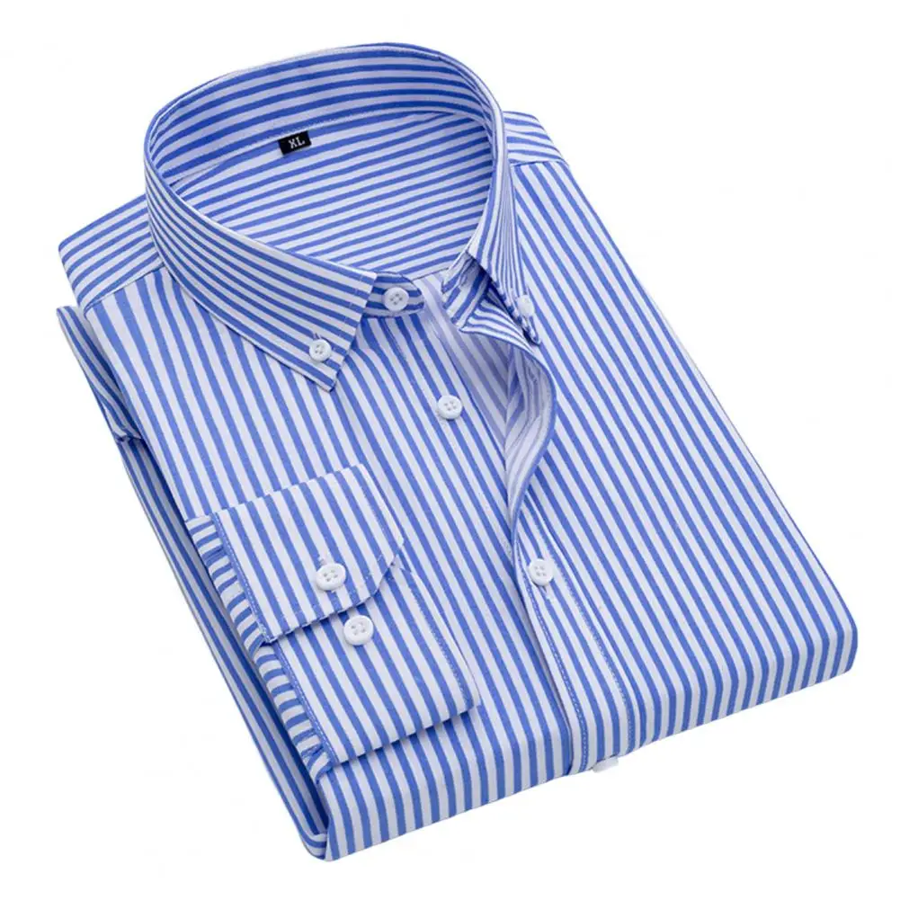 Men Spring Shirt Stripe Print Business Warm Large Size Autumn Shirt Men Shirt for Work
Men Spring Shirt Stripe Print Business Warm Large Size Autumn Shirt Men Shirt for Work